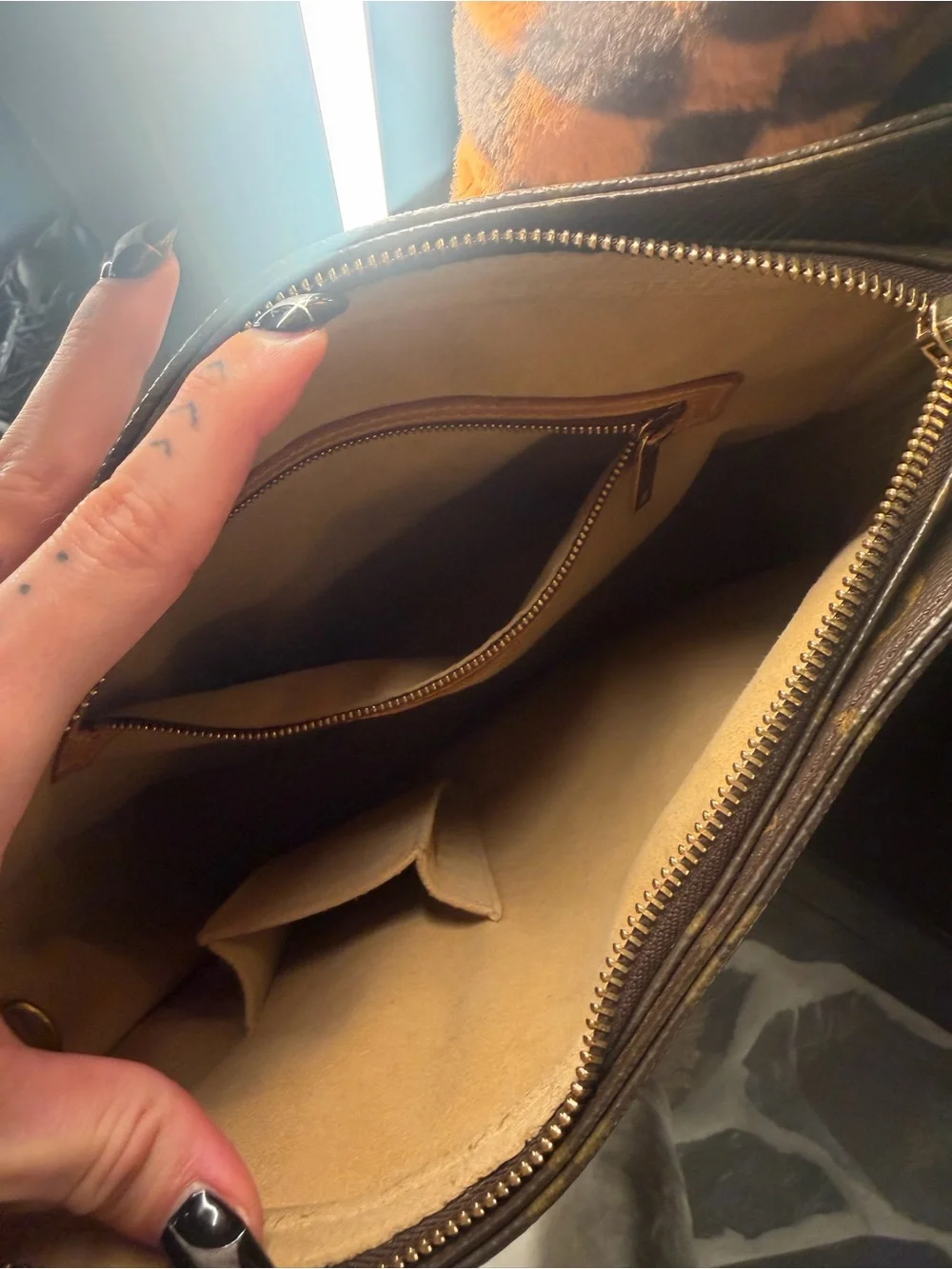 Louis Vuitton Monogram Hobo Shoulder Bag in Brown and Tan